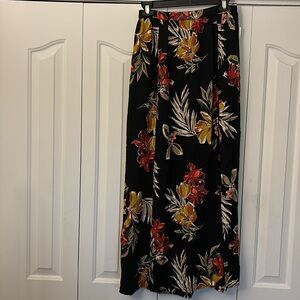 Patrons of Peace Maxi Skirt w Back Slit Floral Black Women Size Small